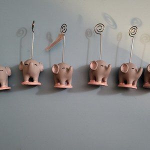 Pink and Grey Elephant Photo Stands